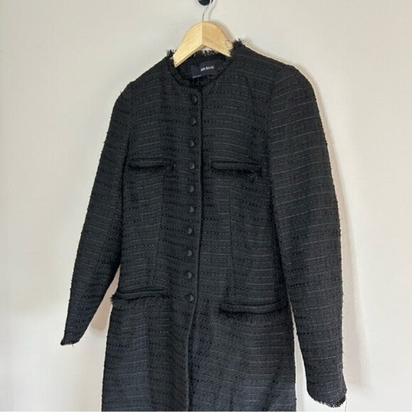 ZARA Tweed Military Button Down Jacket Black size S - Picture 5 of 9